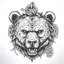 head angry bear chain  tattoo design idea