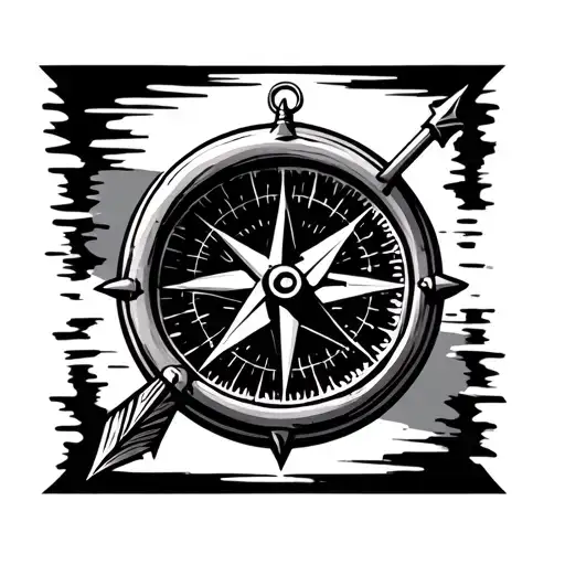 traveller compass with an arrow tattoo design idea