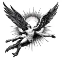 Icarus falling with sun tattoo design idea
