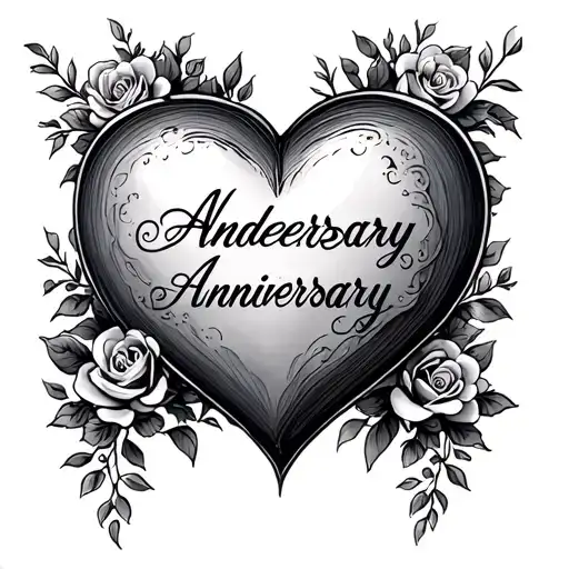 heart with wedding anniversary date tattoo design idea