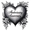 heart with wedding anniversary date tattoo design idea