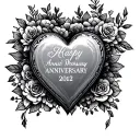 heart with wedding anniversary date tattoo design idea