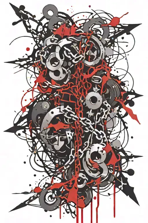 Chains and thunder lightning tattoo design idea