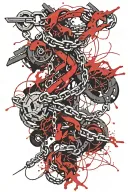 Chains and thunder lightning tattoo design idea