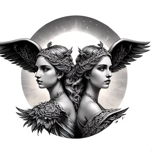 Apollo Artemis twins tattoo design idea