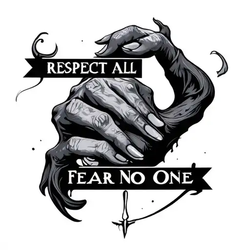 Respect all fear no one long Limb tattoo design idea