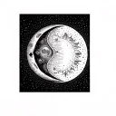 Half Moon and Half sun tattoo design idea