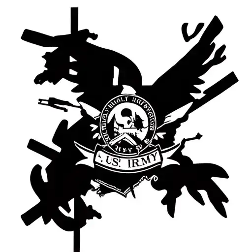 Combine elements of US Army Infantry insignia with traditional military camouflage patterns tattoo design idea
