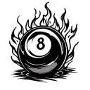 8 ball with fire flames tattoo design idea