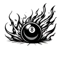 8 ball with fire flames tattoo design idea