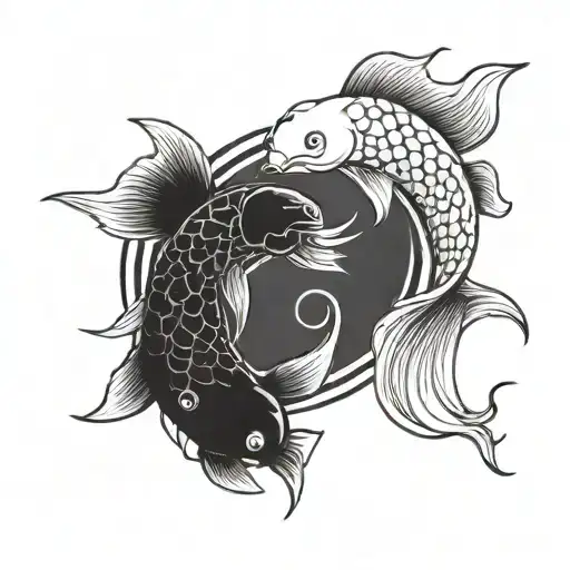 two koi fish ying and yang symbol tattoo design idea