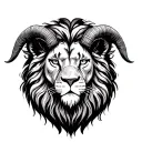 lion head with goat horns tattoo design idea