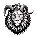 lion head with goat horns tattoo design idea