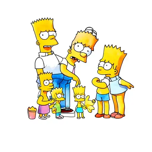 Bart Simpson lisa Simpson family gathered tattoo design idea