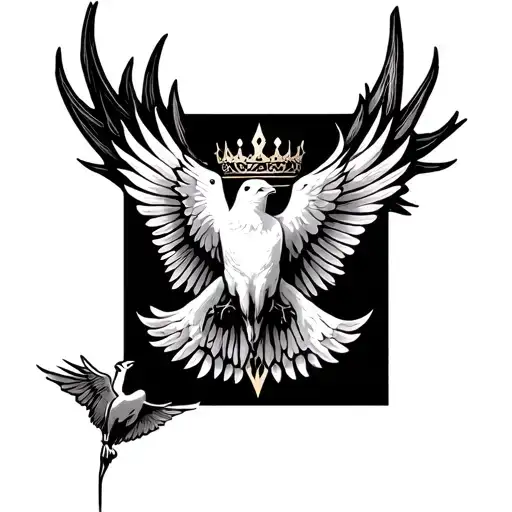 God the father God the son as "Thorn crown" Holy Spirit as a dove tattoo design idea