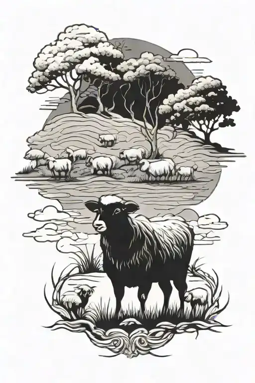 lost sheep parable tattoo design idea