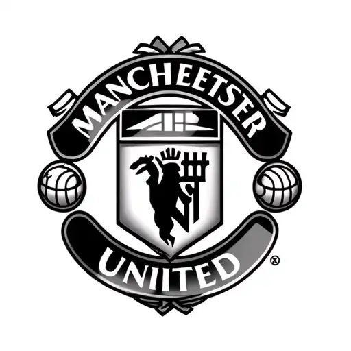 combine kobe bryant logo and manchester united logo from shoulder to elbow tattoo design idea