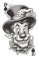 face card with steamboat Willy on the upside and the reverse being sorcerer Mickey  tattoo design idea