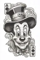 face card with steamboat Willy on the upside and the reverse being sorcerer Mickey  tattoo design idea