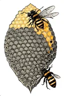 honey comb with bees tattoo design idea