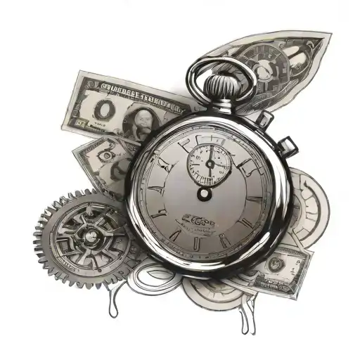 Stopwatch and AUD Money tattoo design idea