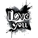 Nier Automata Black Scrawl Text saying "I love you" tattoo design idea