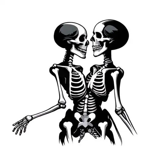 dancing skeleton couple tattoo design idea