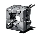 Cube with caliper laid on top tattoo design idea