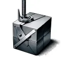 Cube with caliper laid on top tattoo design idea