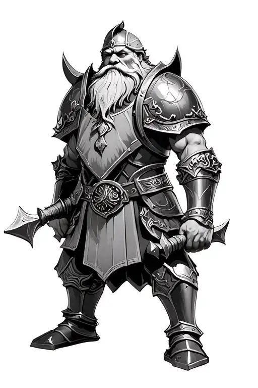 warhammer dwarf armor tattoo design idea