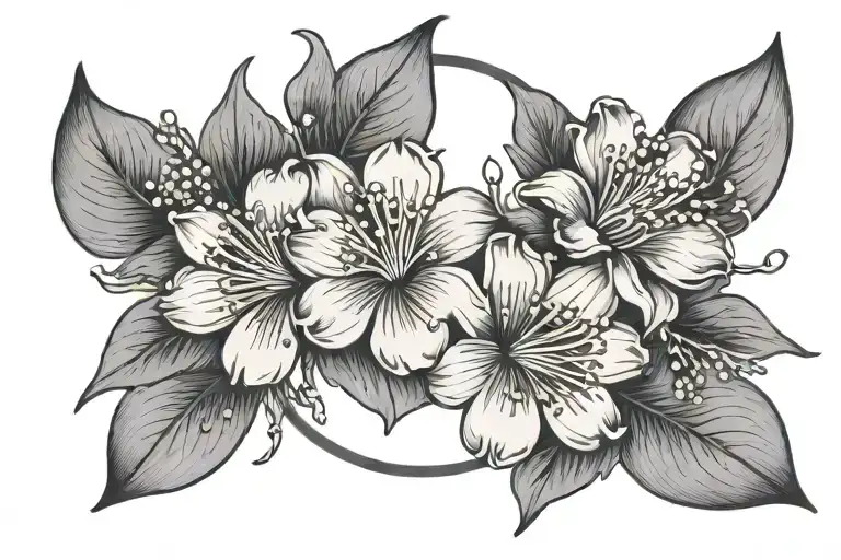plum flower moon brushwork tattoo design idea