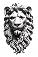 statue head with lion surrounded tattoo design idea