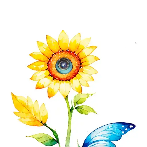 mix between a fairy and a suflower where the center of the sunflower is the face of the fairy tattoo design idea