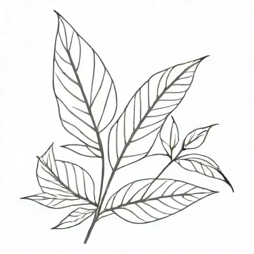long  leaf plain tattoo design idea