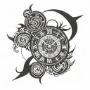 clock with roman numerals saying god and time clock tattoo design idea