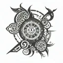 clock with roman numerals saying god and time clock tattoo design idea