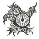 clock with roman numerals saying god and time clock tattoo design idea