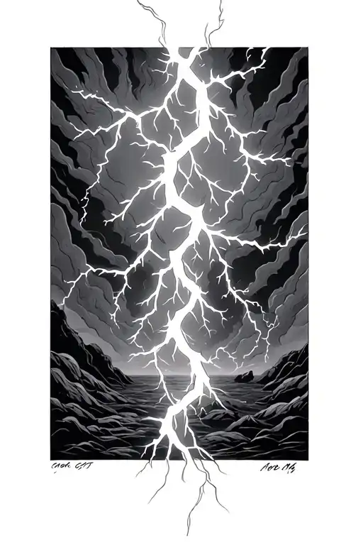 lightning striking tattoo design idea
