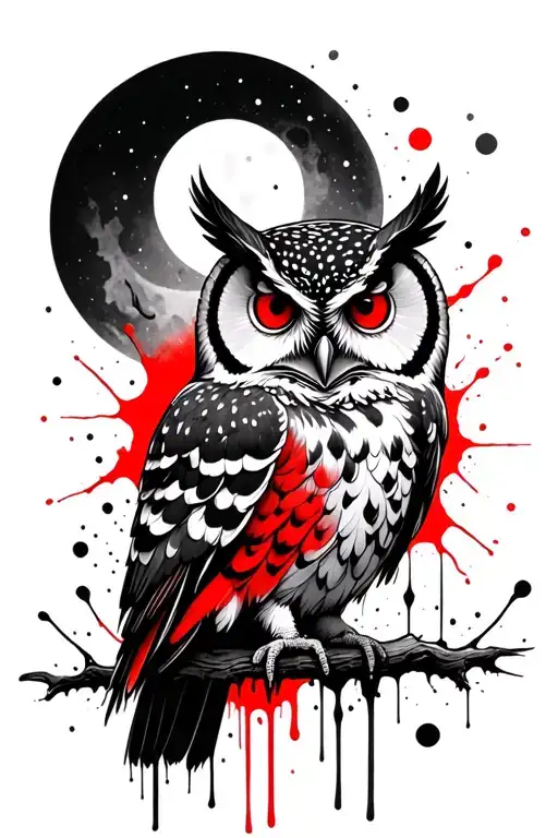 owl, night time, moon phases intertwined tattoo tattoo design idea