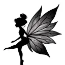 tinker Bell side outline  with leaf wings tattoo design idea