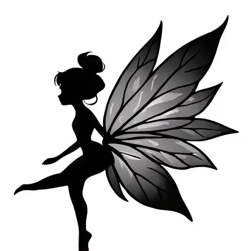 tinker Bell side outline  with leaf wings tattoo design idea