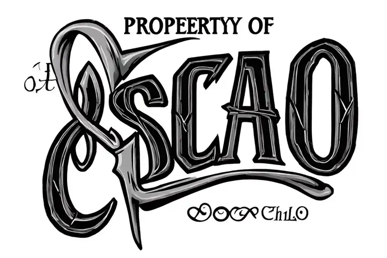property of Oscar cholo letters style tattoo design idea