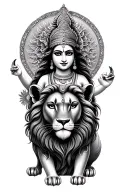goddess lakshmi with lion  tattoo design idea