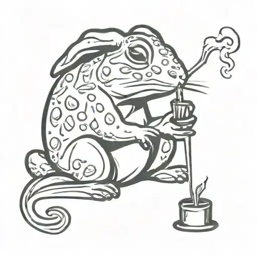 Bunny and frog smoking joint tattoo design idea