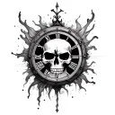 skull clock tattoo design idea