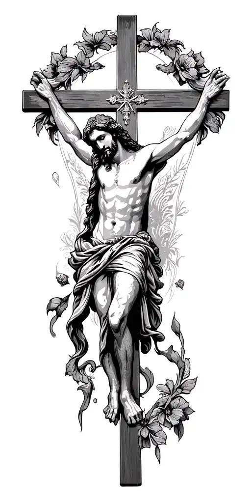 Jesus cross surrounded tattoo design idea
