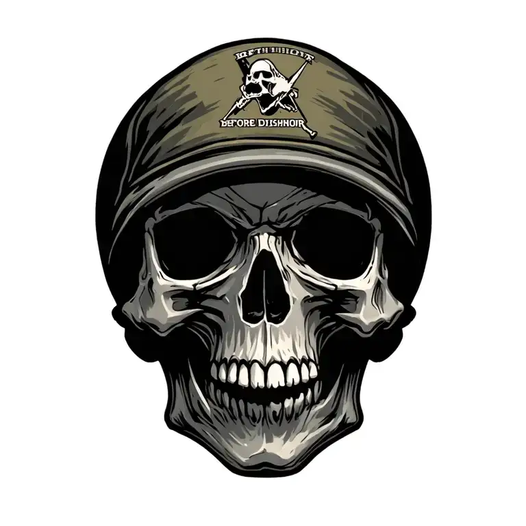 army death before dishonor army skull tattoo design idea