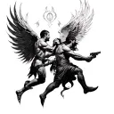 the war between a man's flash and a man's spirit showing the battle between sin and yourself   tattoo design idea