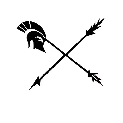 Spartan crossed by an arrow tattoo design idea