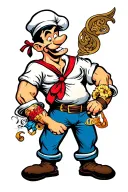 popeye the sailor man standing tattoo design idea